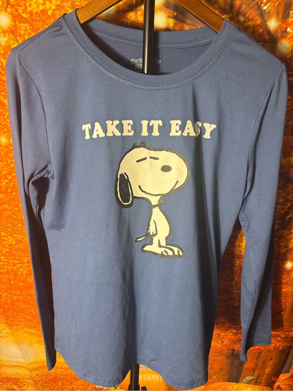 munki munki Blue 'Take It Easy' Snoopy Long Sleeve Pajama Top Only